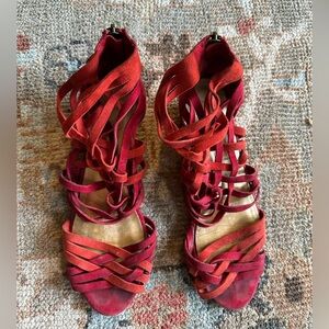 Daniblack Elegant Red Strappy Women's Sandals